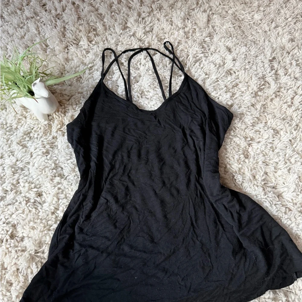 Rock Rose women’s crisscross back super cute, casual Classic Black Tank Top - Picture 2 of 5